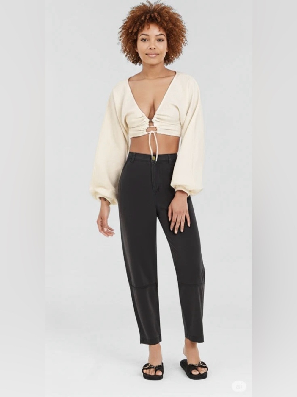 ASOS Design Drawstring Cropped Top with V-Neck